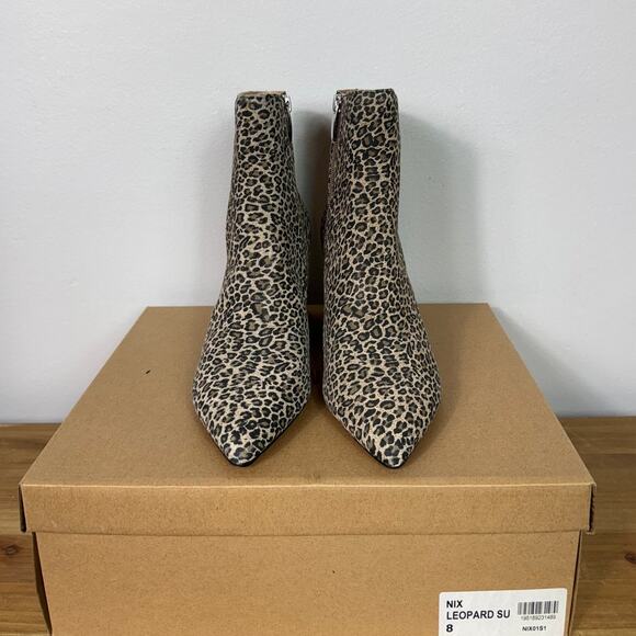 New Steve Madden Nix Leather Leopard Print Booties Women's Size 8 - Picture 2 of 9